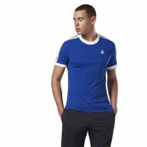 Koszulki Męskie Reebok Training Essentials Linear Logo Niebieskie PL 10ZTAPG